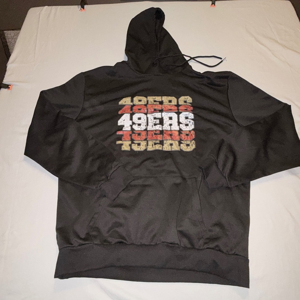 Unbranded 49ers Hoodie Mens L Black NWOT Stacked Graphic Pullover Sweatshirt‎
